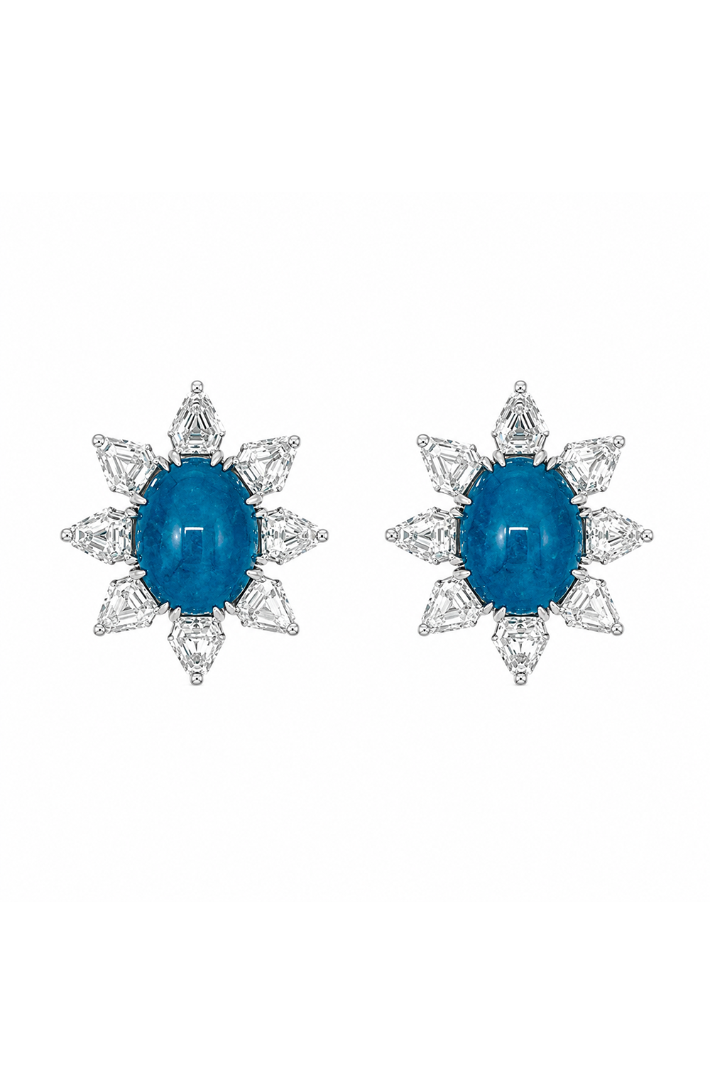 Paraiba Diamond Oval Stud Earrings-WHITE GOLD-JEWELRYFINE JEWELEARRING-ARUNASHI
