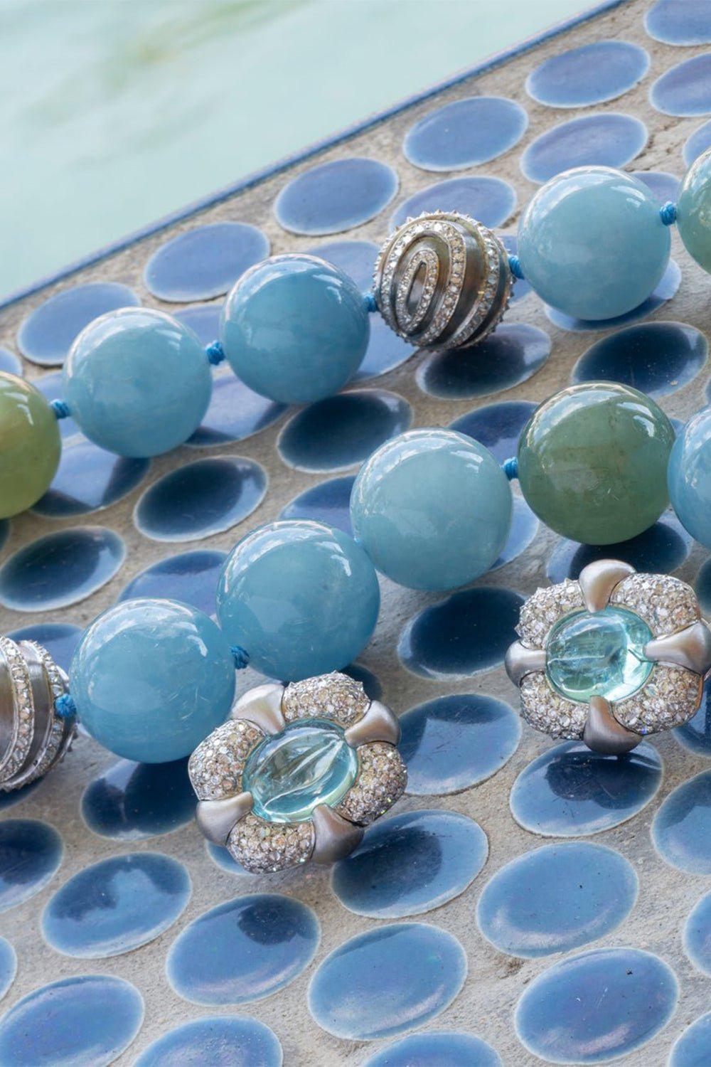 ARUNASHI-Paraiba Tourmaline Button Earrings-WHITE GOLD