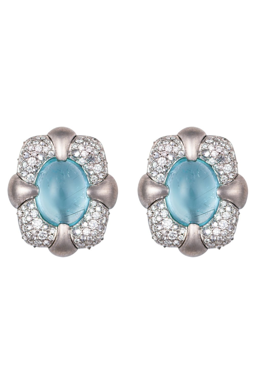 ARUNASHI-Paraiba Tourmaline Button Earrings-WHITE GOLD