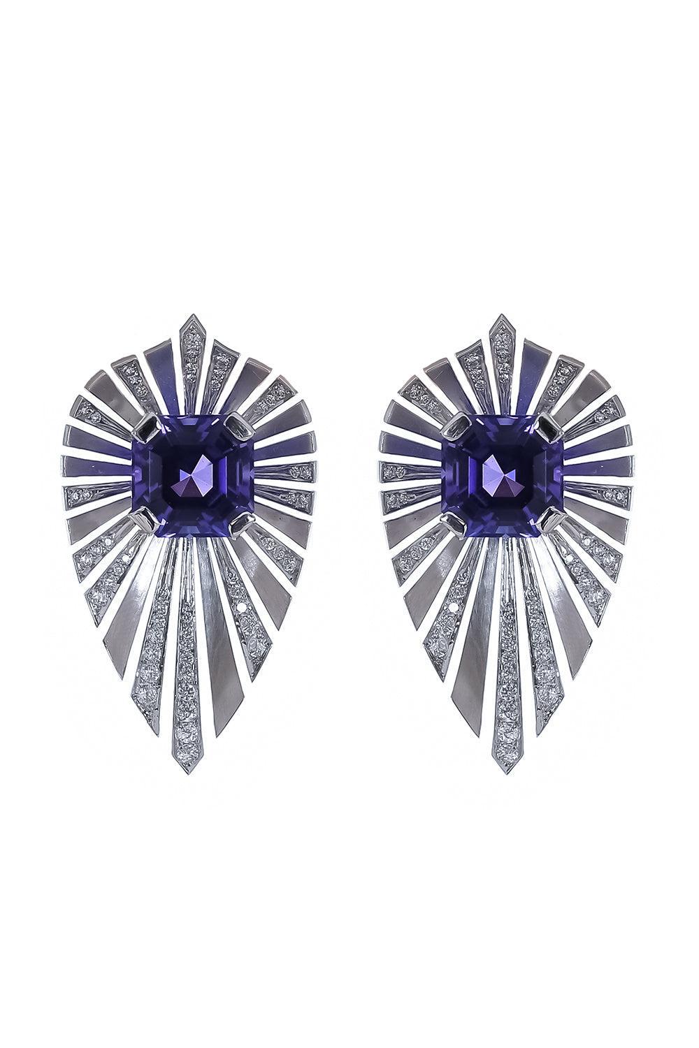 Tanzanite Diamond Sunshine Earrings-WHITE GOLD-JEWELRYFINE JEWELEARRING-ARUNASHI