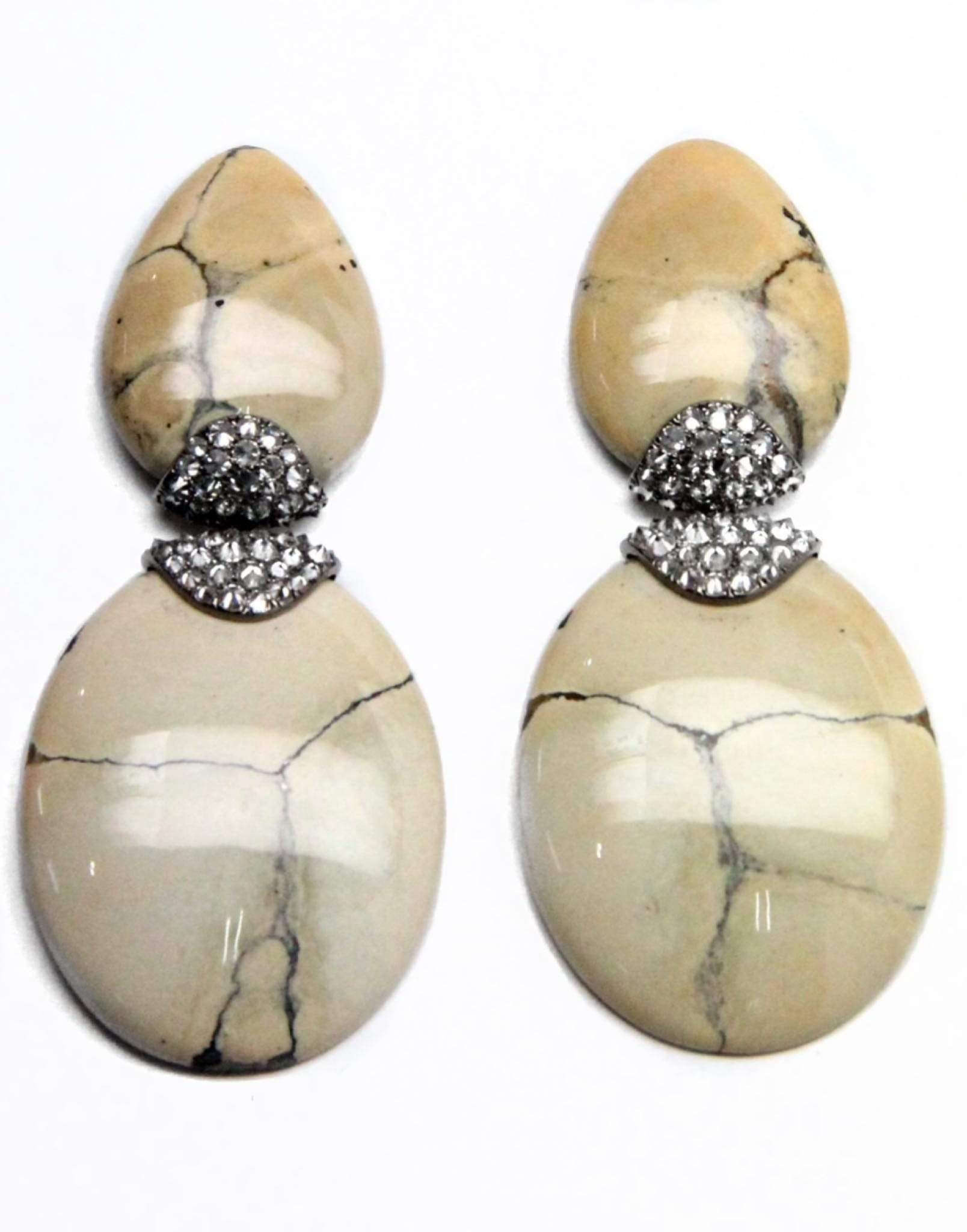 ARUNASHI-Variscite Earrings-WHITE GOLD