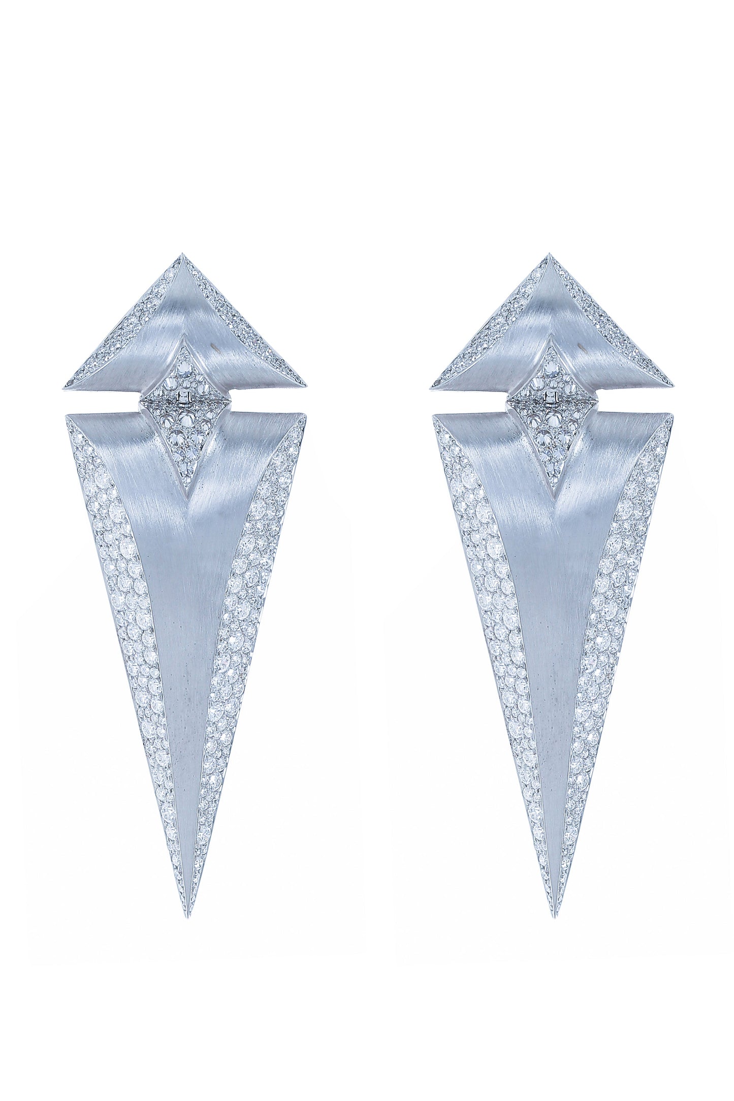 ARUNASHI-Diamond Triangle Earrings-WHITE GOLD