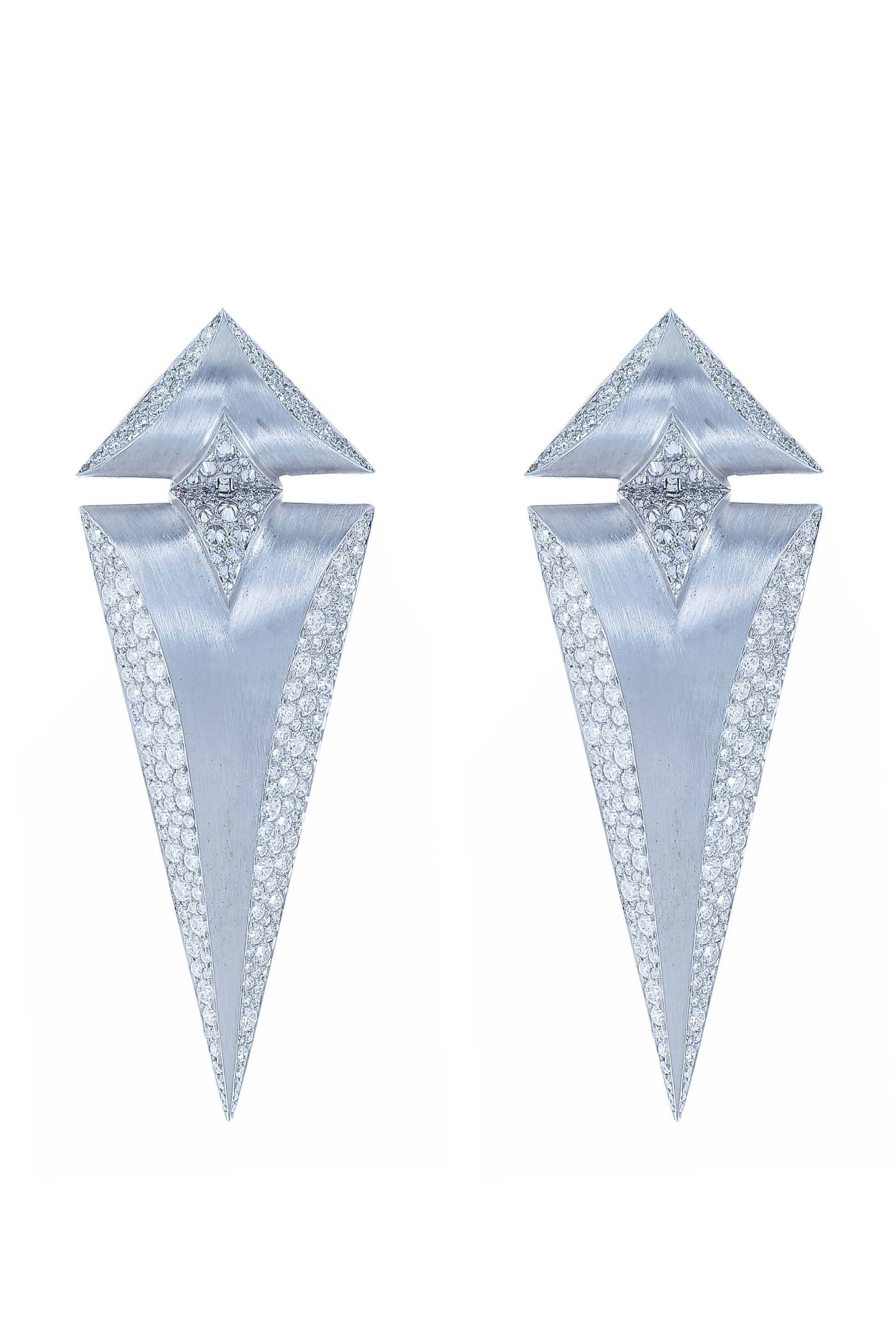 ARUNASHI-Diamond Triangle Earrings-WHITE GOLD