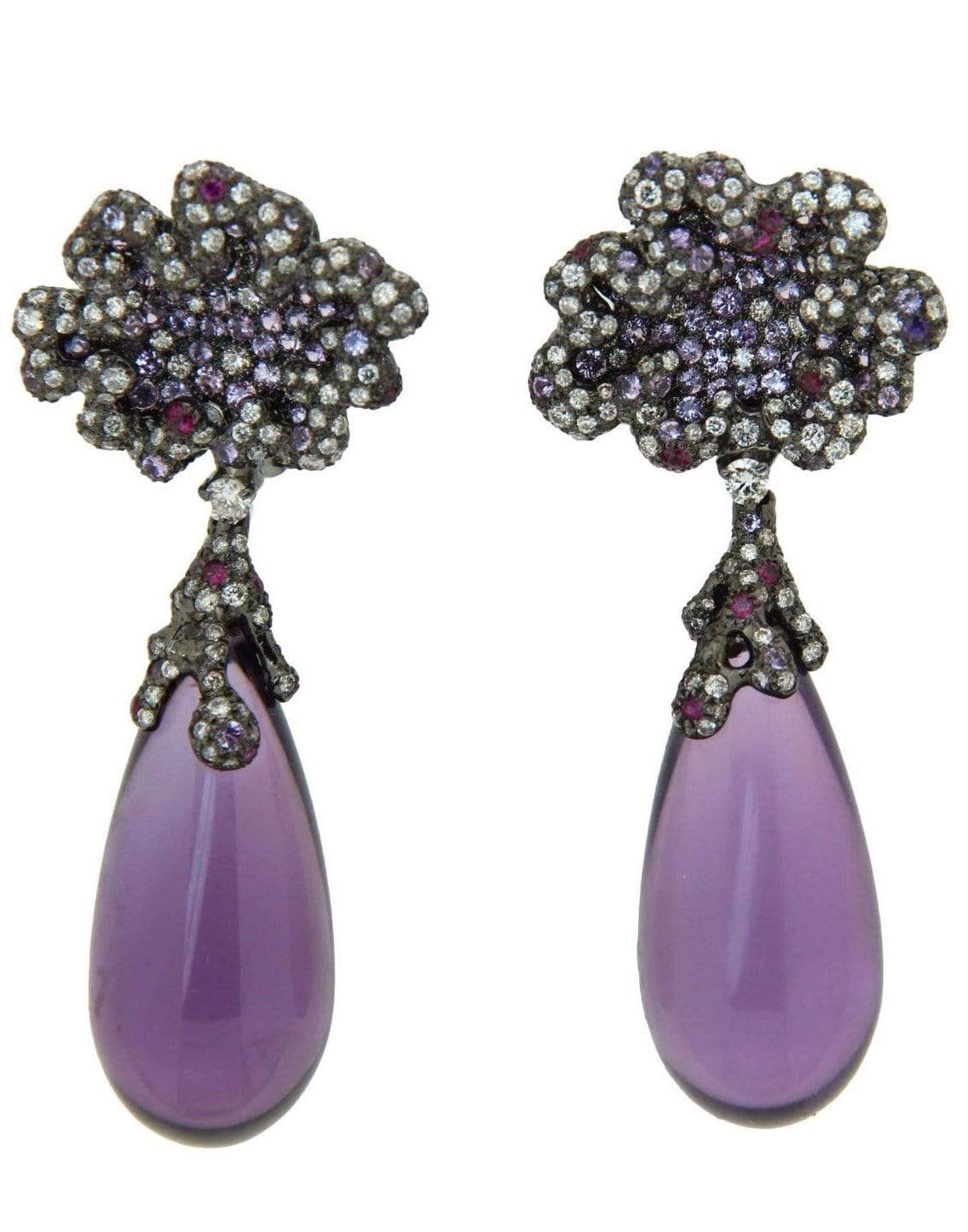 ARUNASHI-Amethyst Drop Earrings-YELLOW GOLD