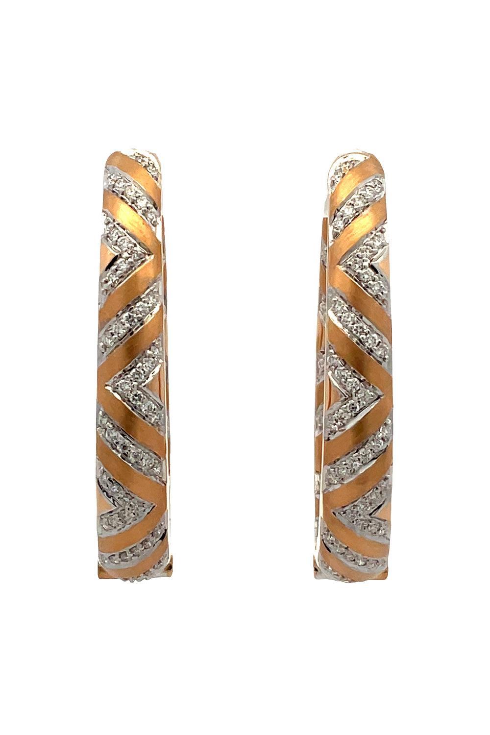 Diamond Chevron Hoop Earrings-YELLOW GOLD-JEWELRYFINE JEWELEARRING-ARUNASHI