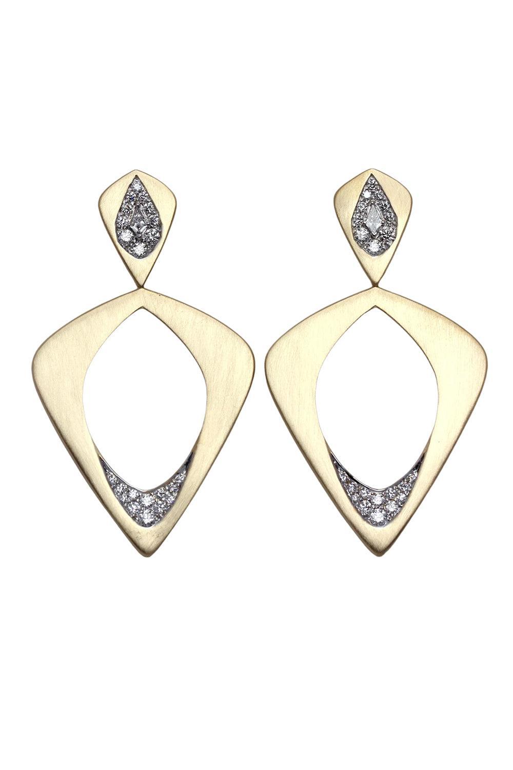 Diamond Wicker Single Layer Earrings-YELLOW GOLD-JEWELRYFINE JEWELEARRING-ARUNASHI