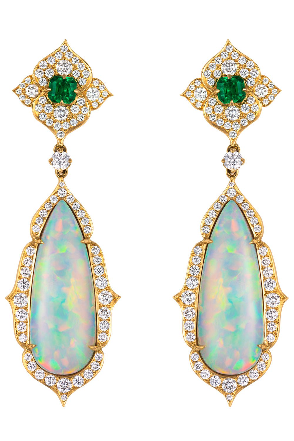 ARUNASHI-Emerald Opal Earrings-YELLOW GOLD