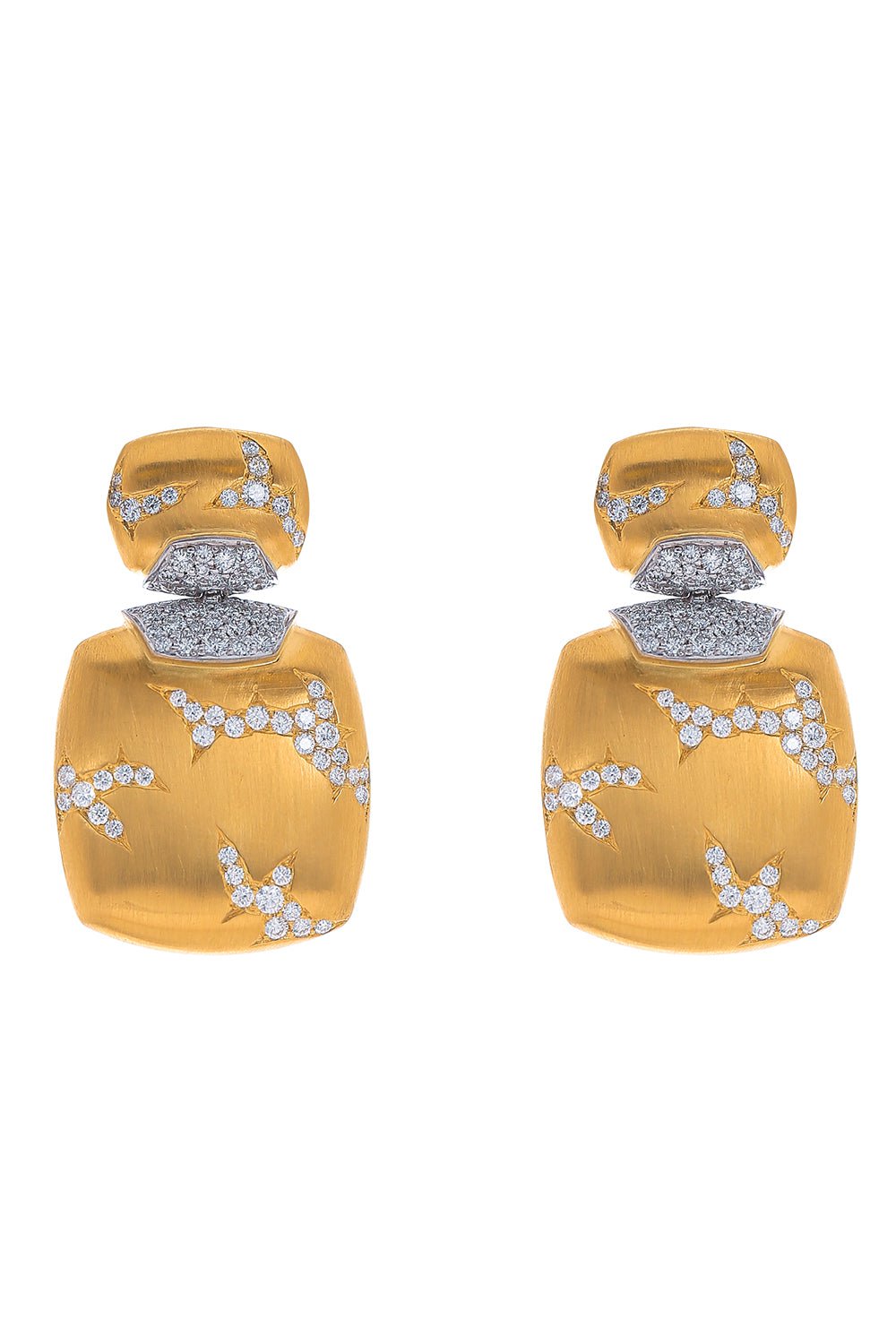 ARUNASHI-Lightening In A Square Earrings-YELLOW GOLD