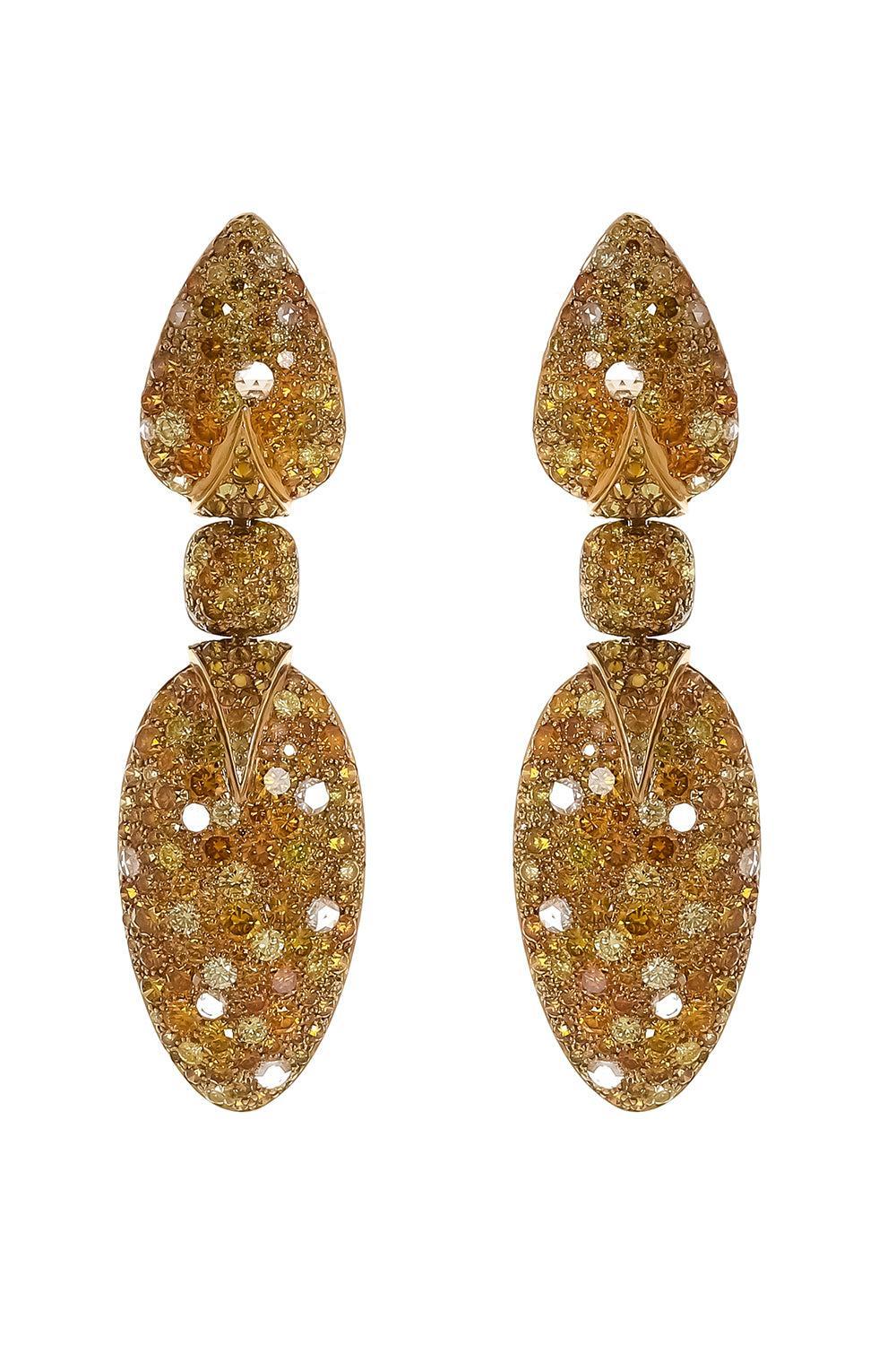 Orange Yellow Fancy Diamond Earrings-YELLOW GOLD-JEWELRYFINE JEWELEARRING-ARUNASHI