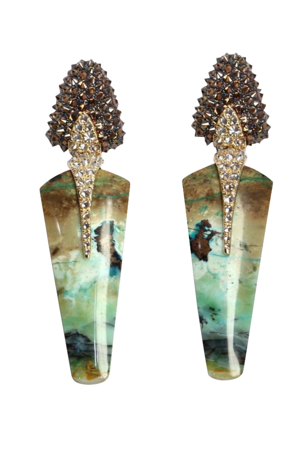 ARUNASHI-Reverse Set Diamond Earrings-YELLOW GOLD