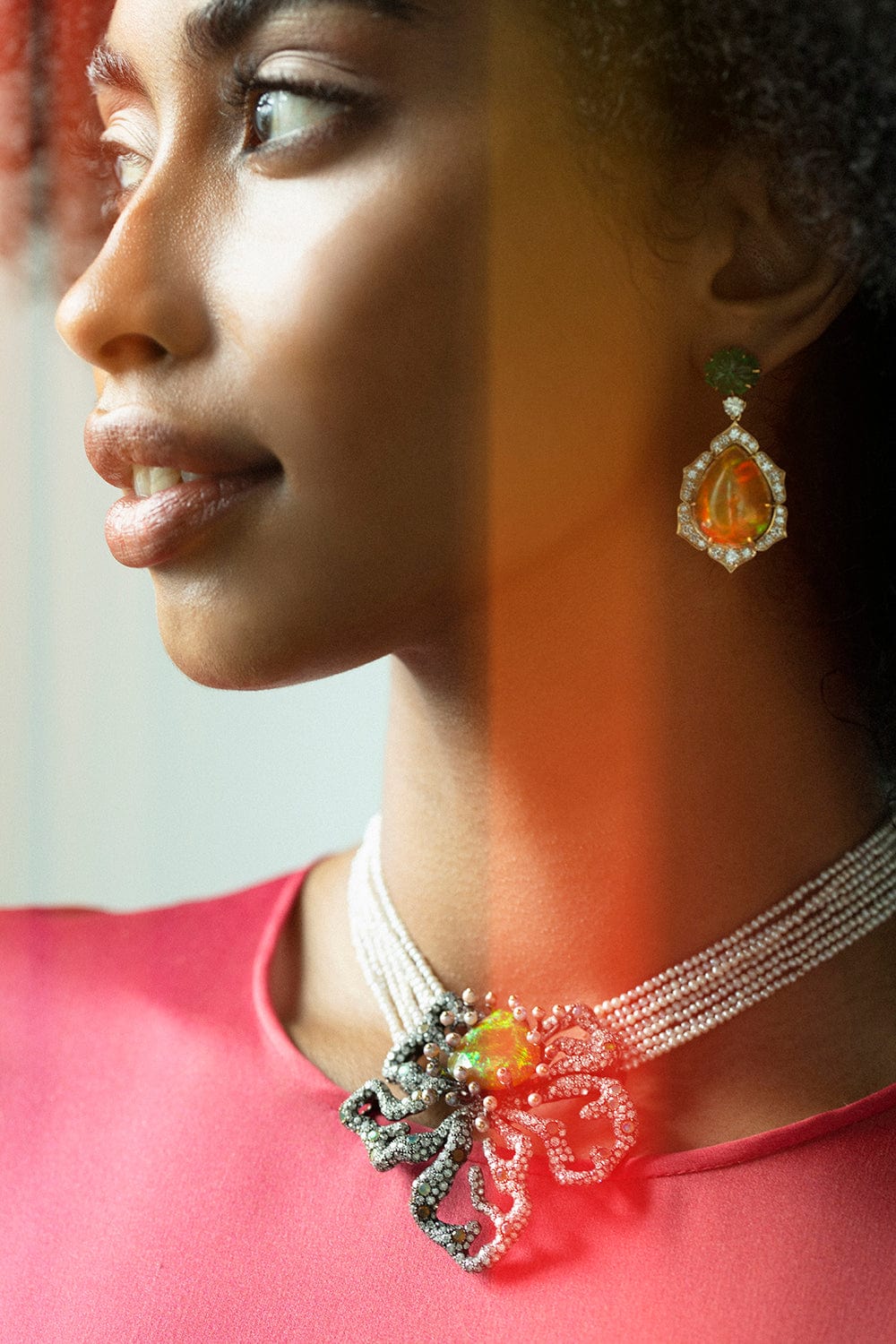 ARUNASHI-Tsavorite and Opal Earrings-YELLOW GOLD