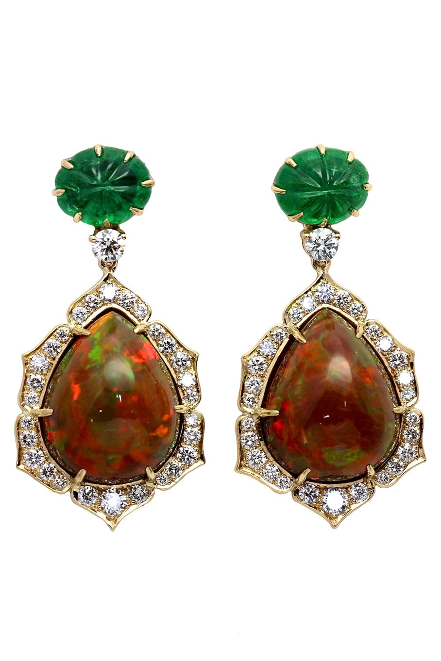 ARUNASHI-Tsavorite and Opal Earrings-YELLOW GOLD
