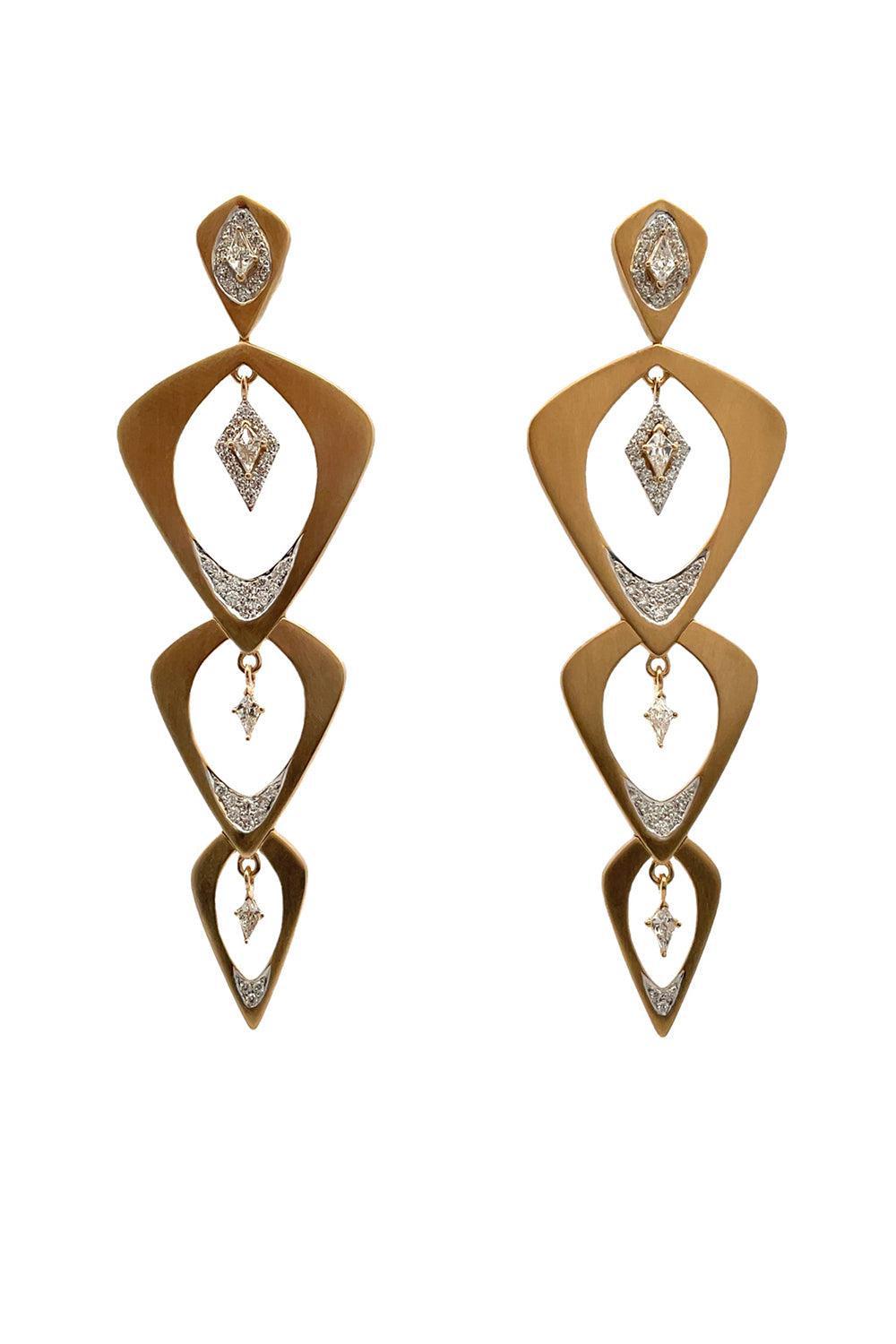"Wicker" Three Layer Earrings-YELLOW GOLD-JEWELRYFINE JEWELEARRING-ARUNASHI
