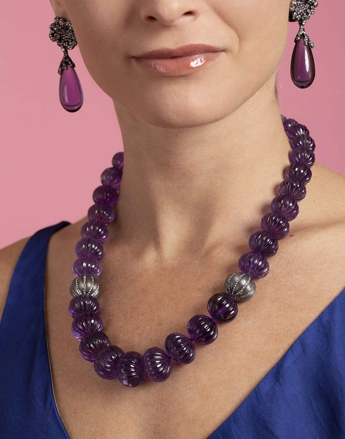 ARUNASHI-Amethyst Melon Necklace-BLACK GOLD
