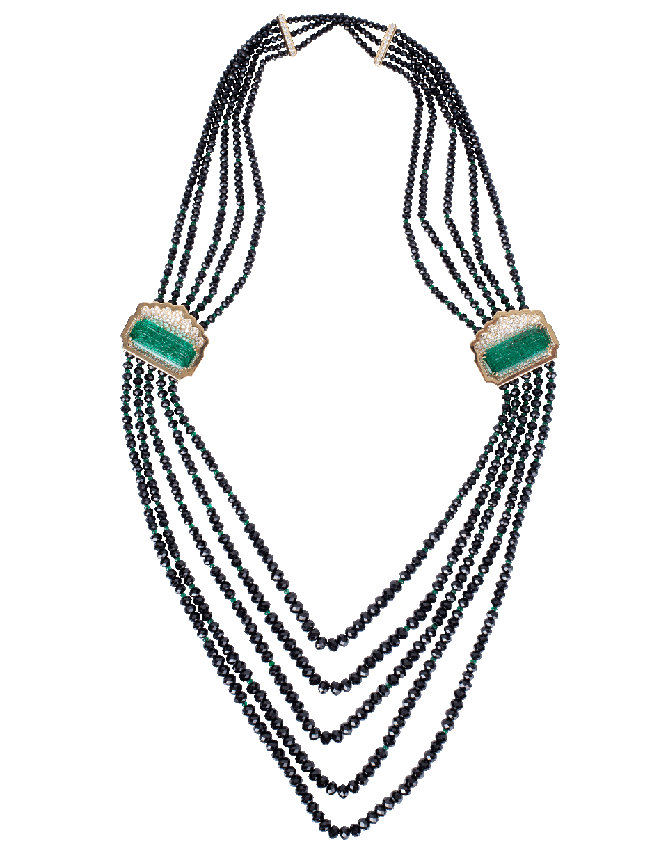 ARUNASHI-Emerald Beaded Necklace-BLACK GOLD