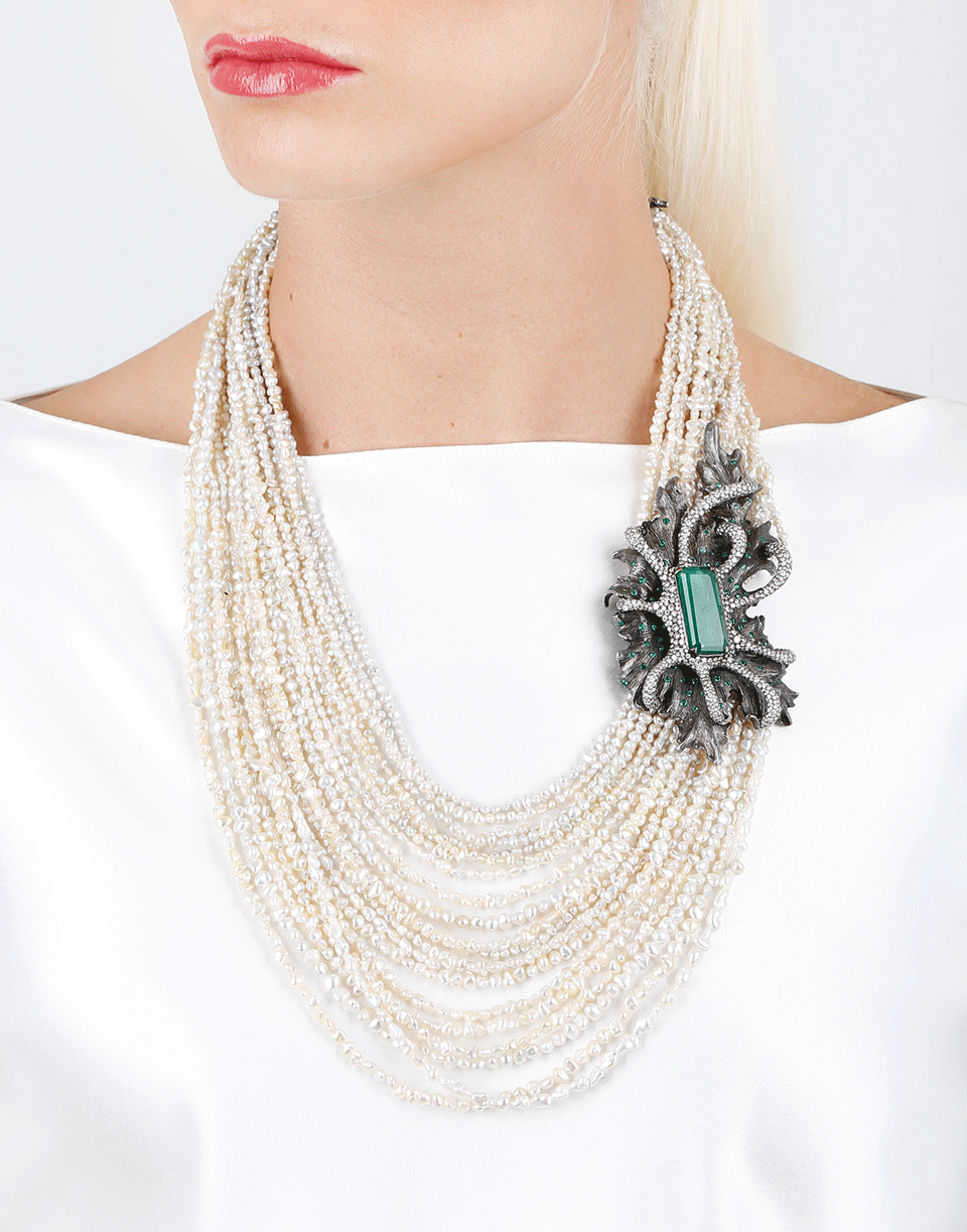 ARUNASHI-Keshi Pearl Necklace-BLACK GOLD