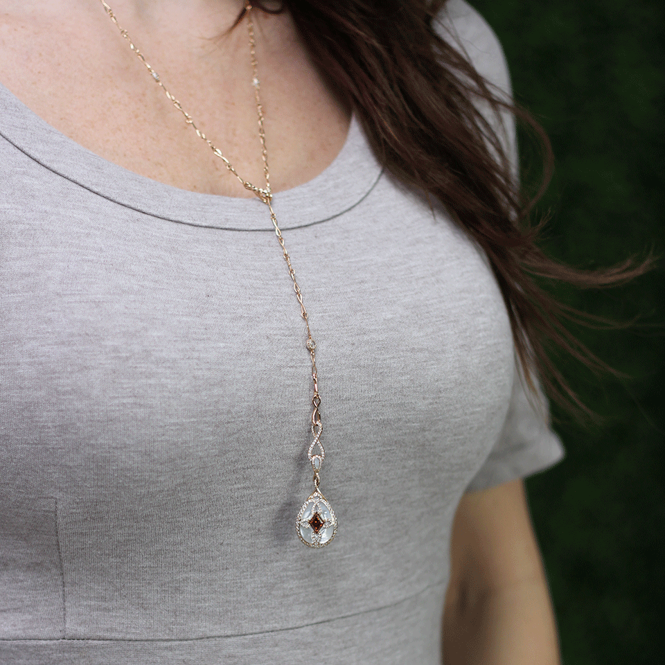 ARUNASHI-Orange Kite Diamond Necklace-ROSE GOLD