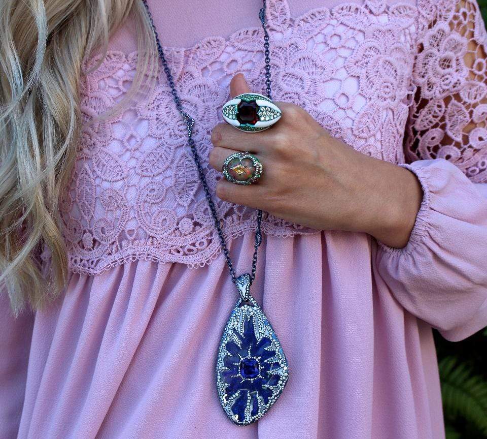 ARUNASHI-Tanzanite Lightning Strikes Necklace-TITANIUM