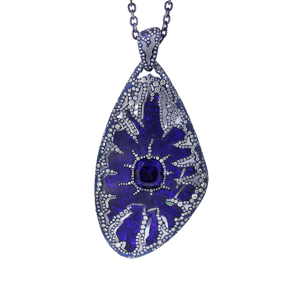 ARUNASHI-Tanzanite Lightning Strikes Necklace-TITANIUM