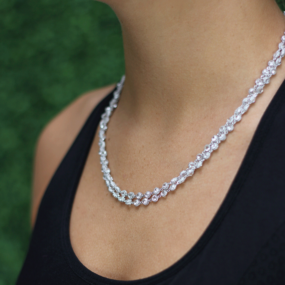 ARUNASHI-Double-Sided Diamond Chain Necklace-WHITE GOLD