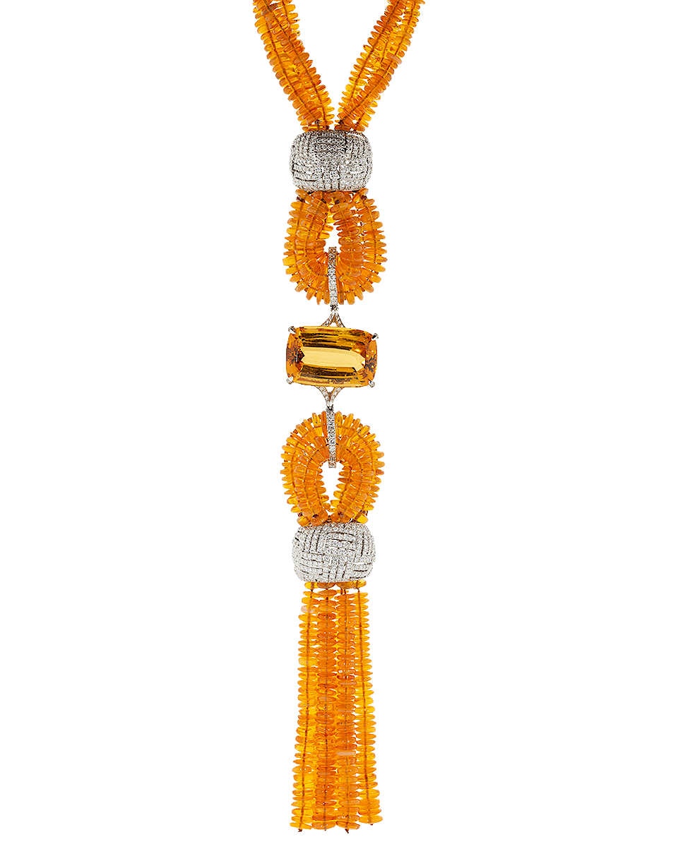 ARUNASHI-Imperial Topaz And Opal Bead Necklace-WHITE GOLD