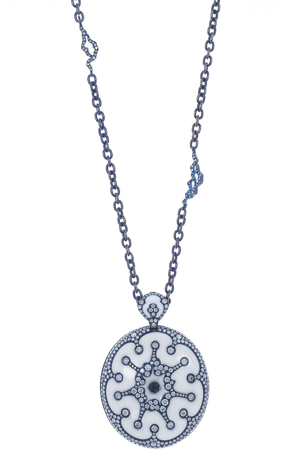 ARUNASHI-Tanzanite Diamond Pendant Necklace-WHITE GOLD