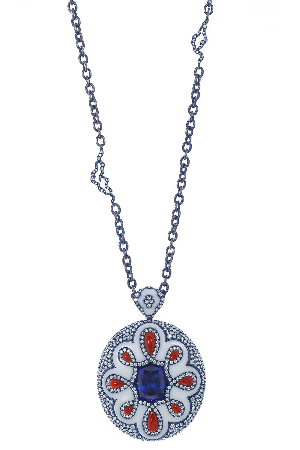ARUNASHI-Tanzanite Diamond Pendant Necklace-WHITE GOLD