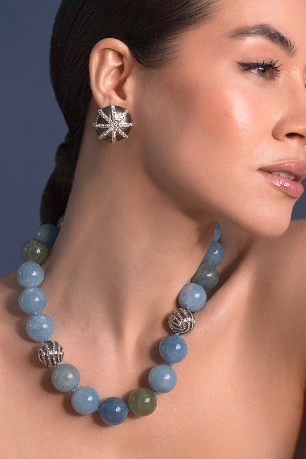 ARUNASHI-Aquamarine Necklace-YELLOW GOLD
