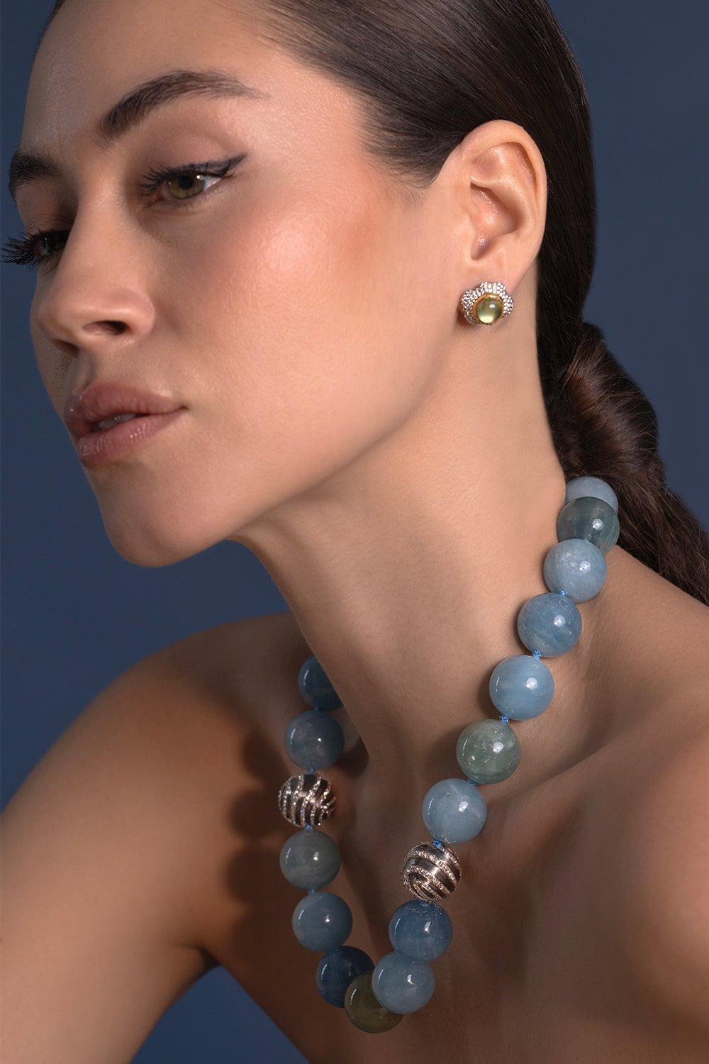 ARUNASHI-Aquamarine Necklace-YELLOW GOLD