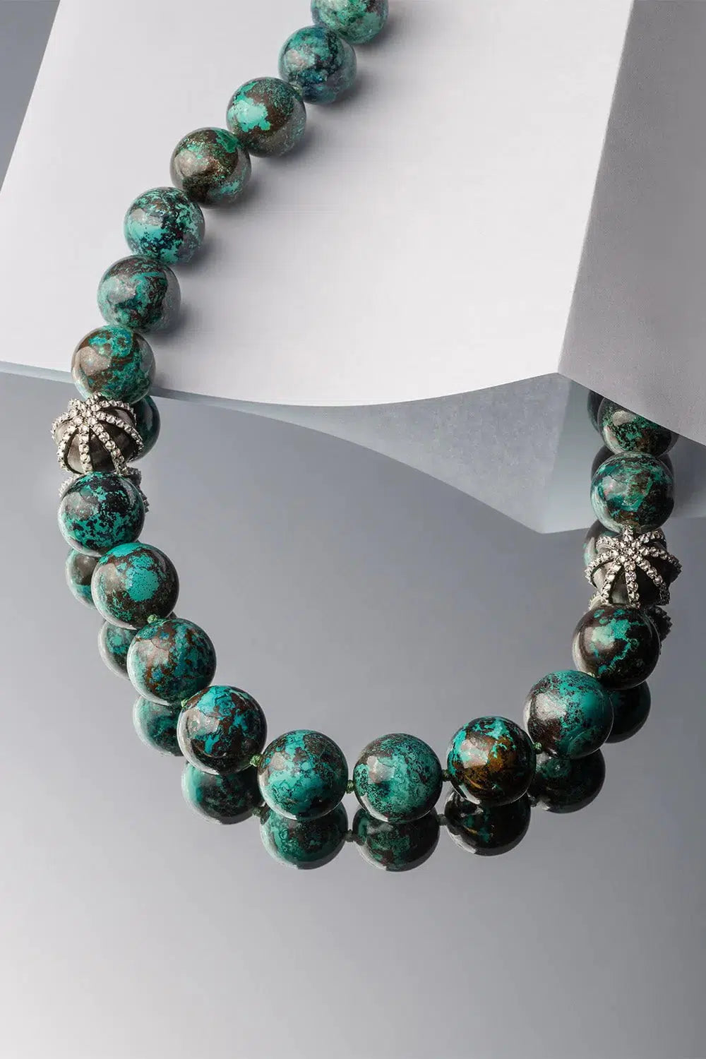 ARUNASHI-Moroccan Crysocolla Necklace-YELLOW GOLD