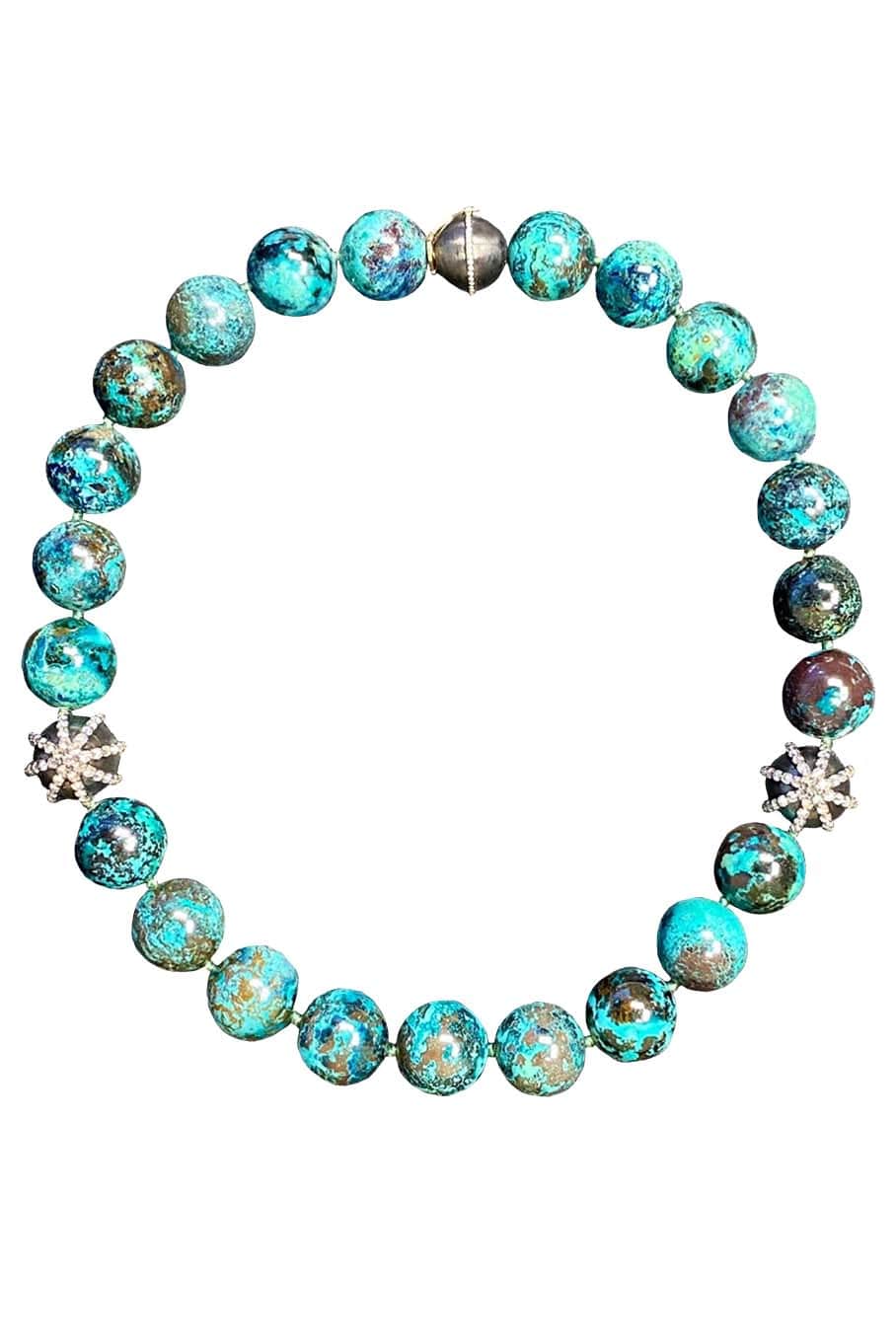 ARUNASHI-Moroccan Crysocolla Necklace-YELLOW GOLD