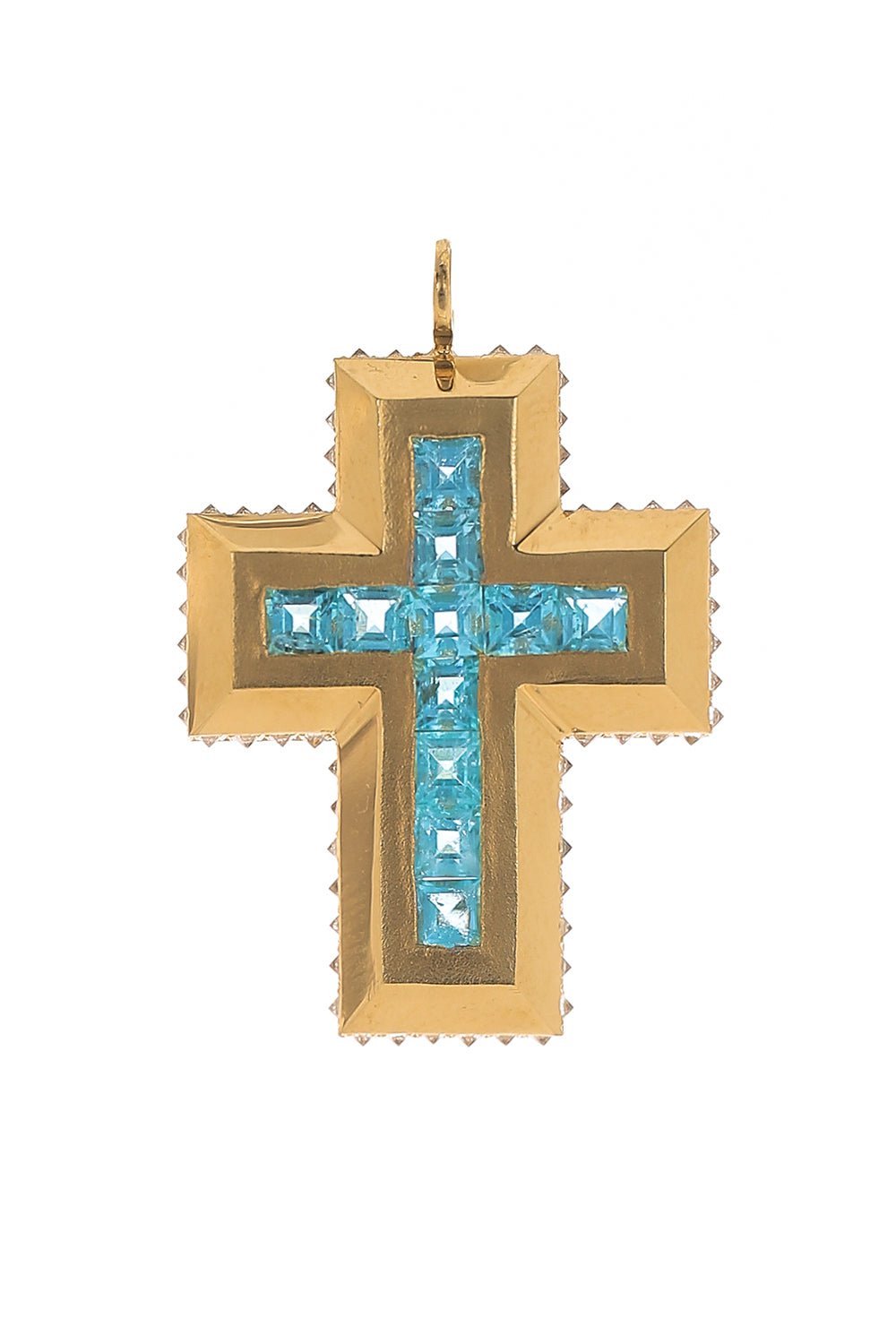 ARUNASHI-Paraiba Cross Pendant-YELLOW GOLD