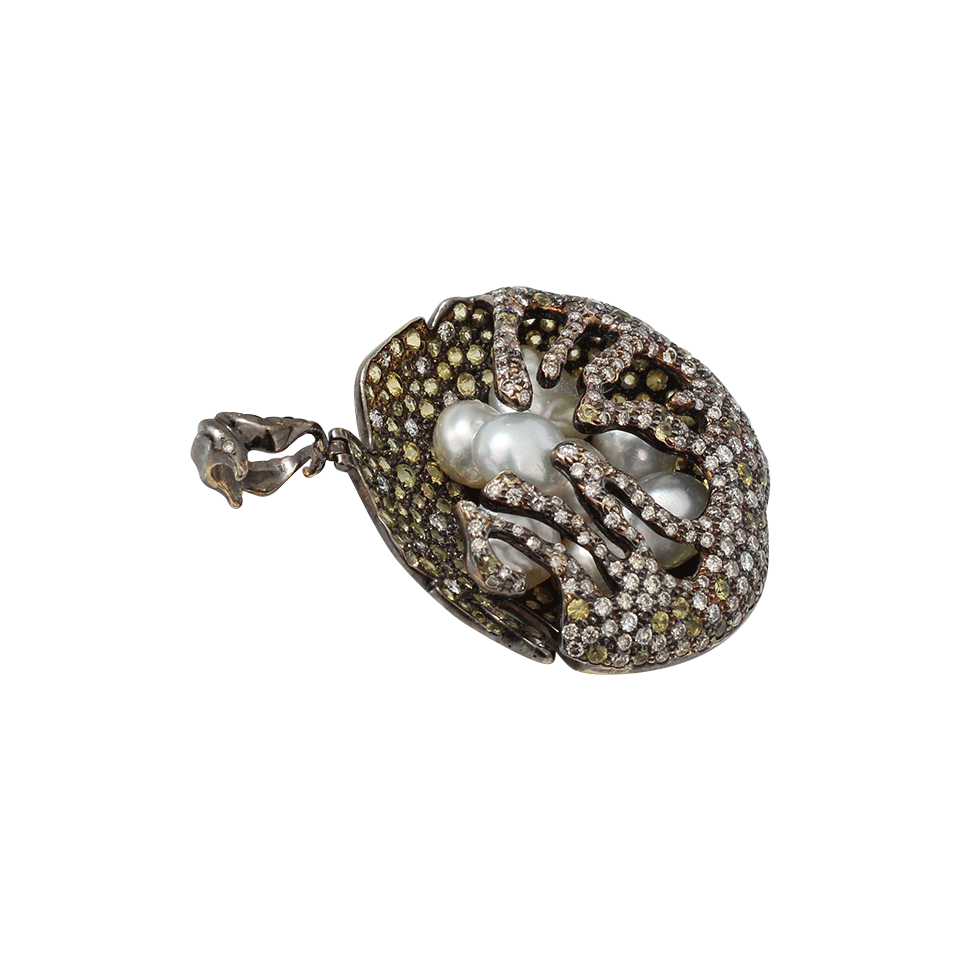 ARUNASHI-Pearl And Sapphire Pendant-BLACK GOLD