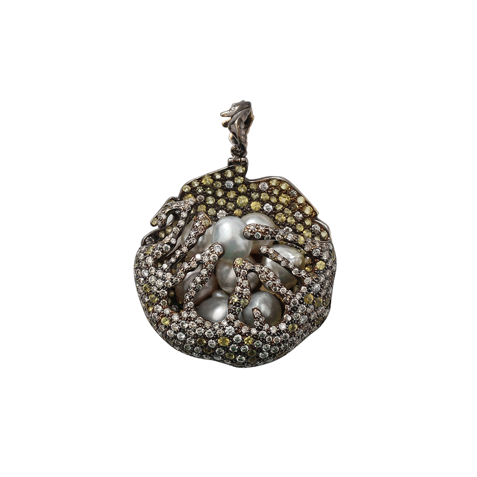 ARUNASHI-Pearl And Sapphire Pendant-BLACK GOLD