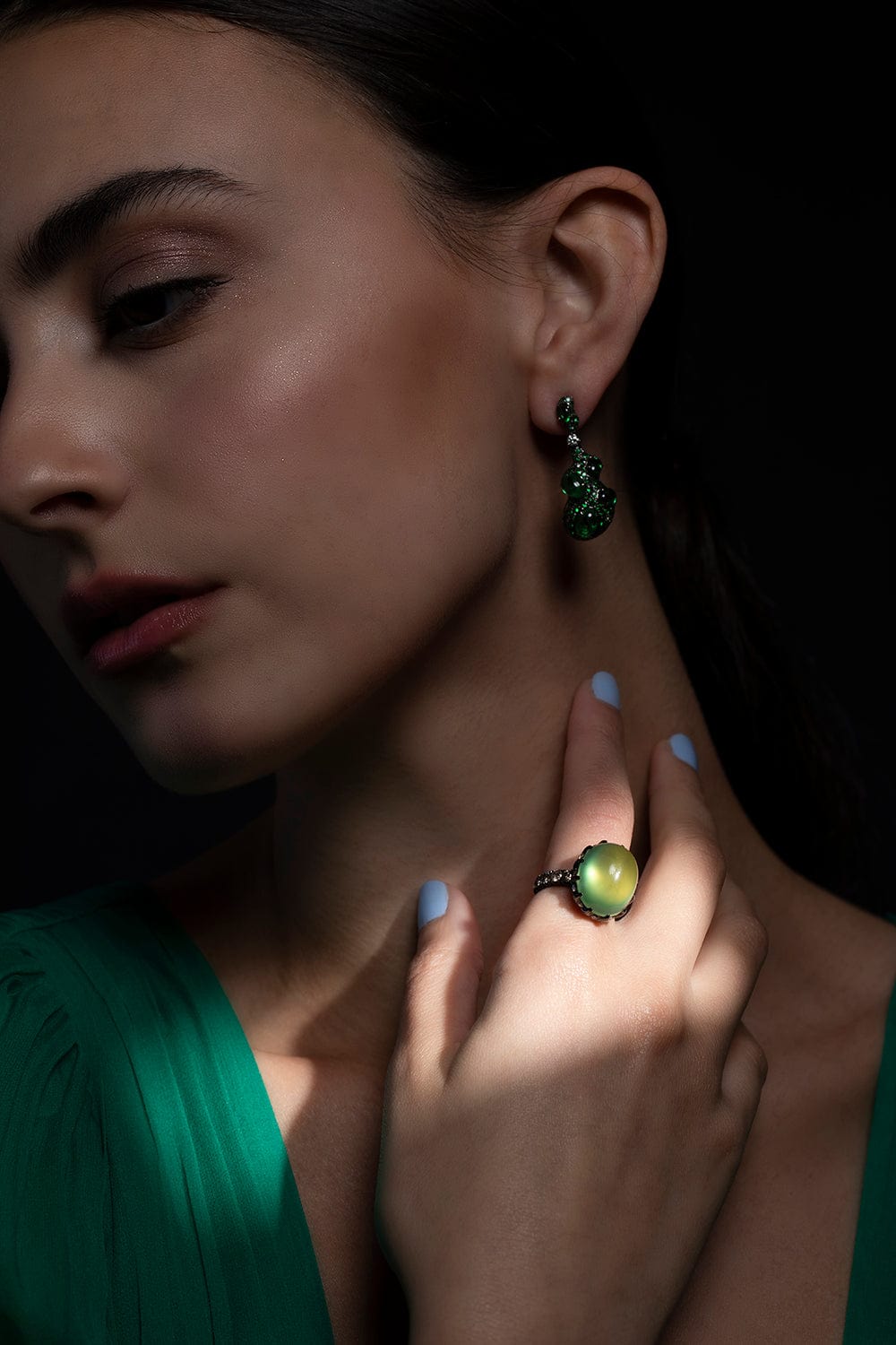 ARUNASHI-Phrenite Ring-BLACK GOLD