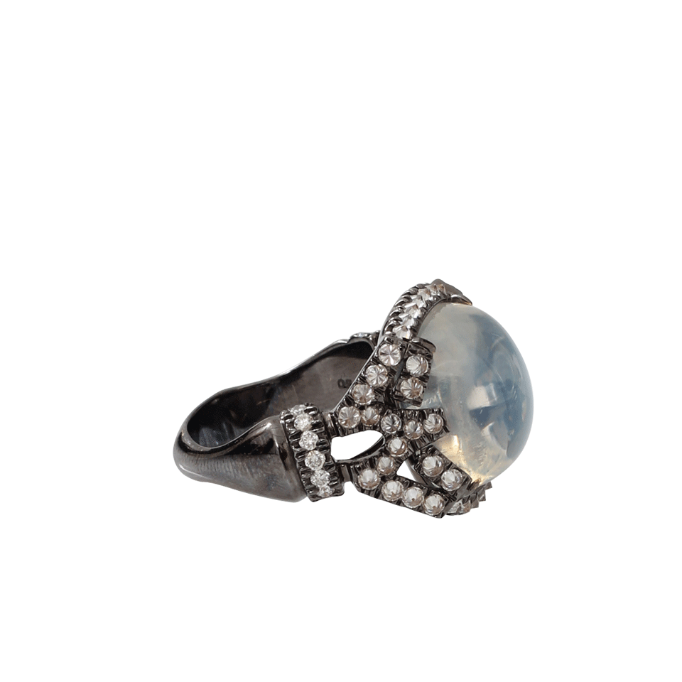 ARUNASHI-Moonstone And Diamond Ring-BLACK GOLD