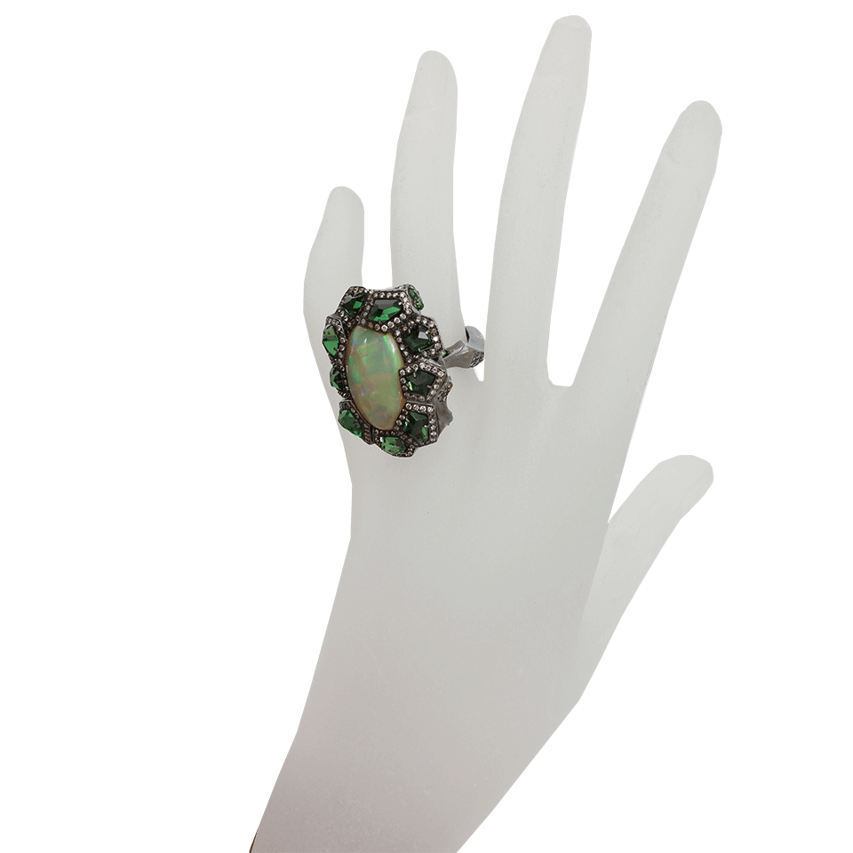 ARUNASHI-Tsavorite and Opal Ring-BLACK GOLD