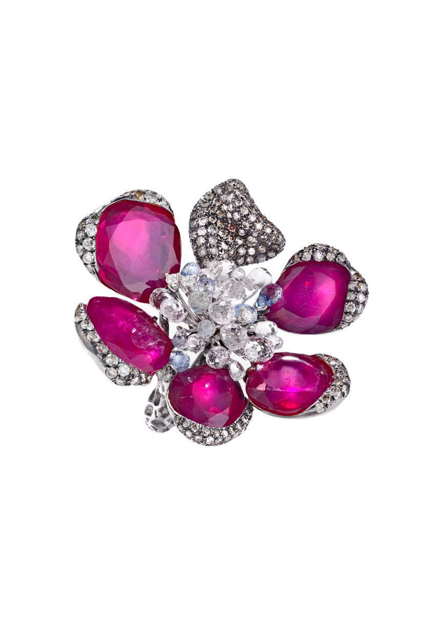 Africa Ruby Slices Wild Orchid Ring-BLACK GOLD-JEWELRYFINE JEWELRING-ARUNASHI
