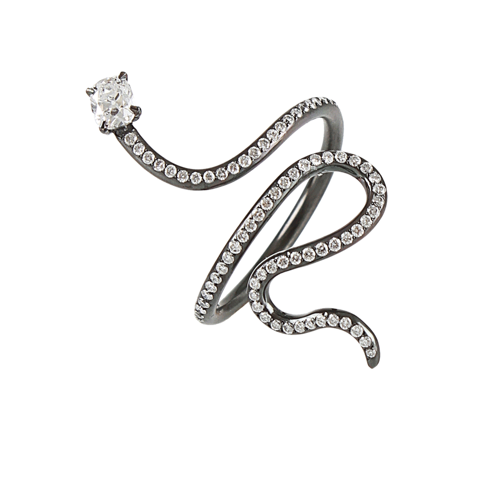 ARUNASHI-Diamond Pave Snake Ring-BLCK GLD
