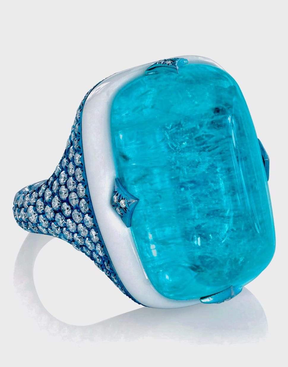 ARUNASHI-Paraiba Cacholong Ring-TITANIUM