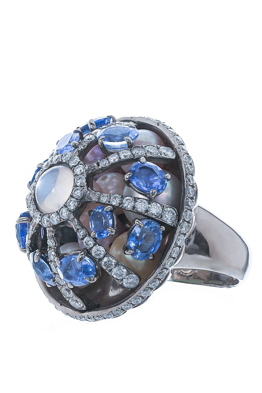 ARUNASHI-Moonstone Sapphire Ring-WHITE GOLD