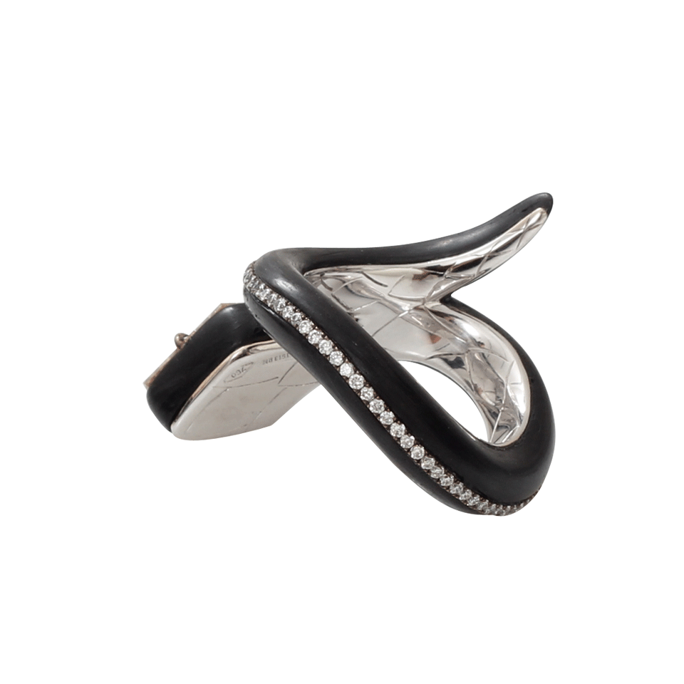 ARUNASHI-Diamond Carbon Fiber Snake Ring-WHITE GOLD