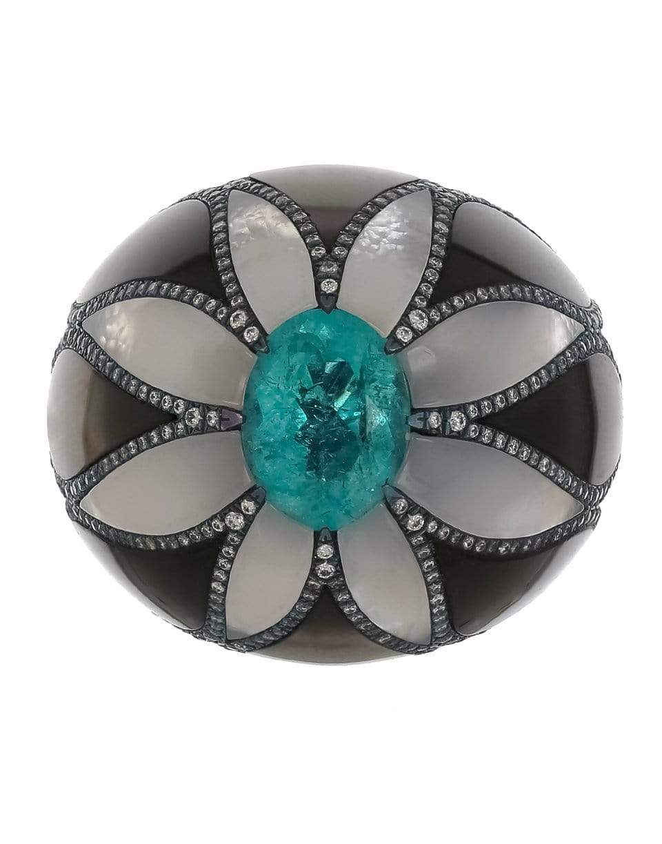 ARUNASHI-Paraiba Flower Ring-WHITE GOLD