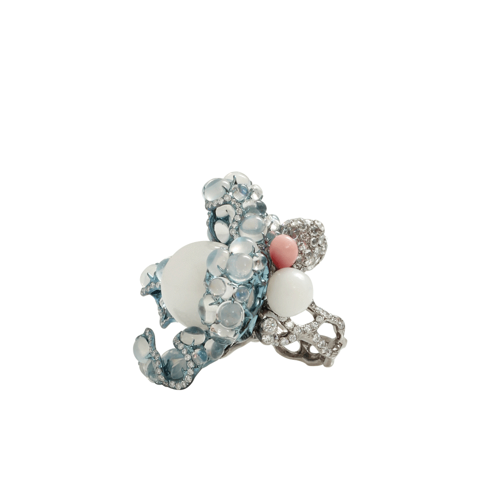 ARUNASHI-Clam Pearl And Diamond Ring-WHITE GOLD