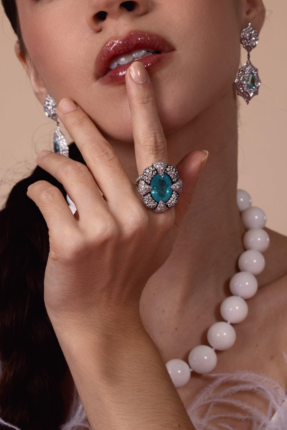 ARUNASHI-Paraiba Diamond Ring-WHITE GOLD