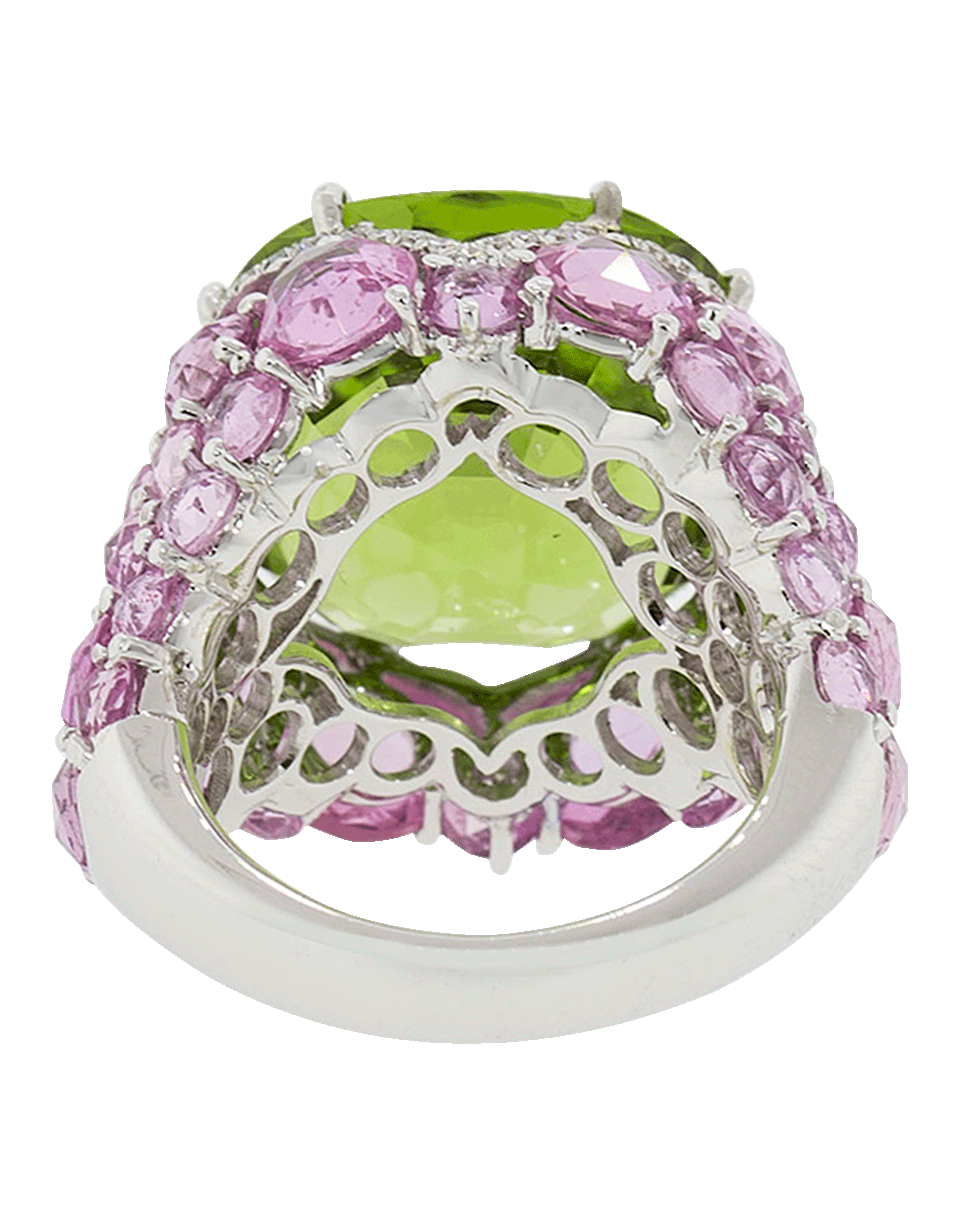 ARUNASHI-Peridot And Pink Sapphire Ring-WHITE GOLD