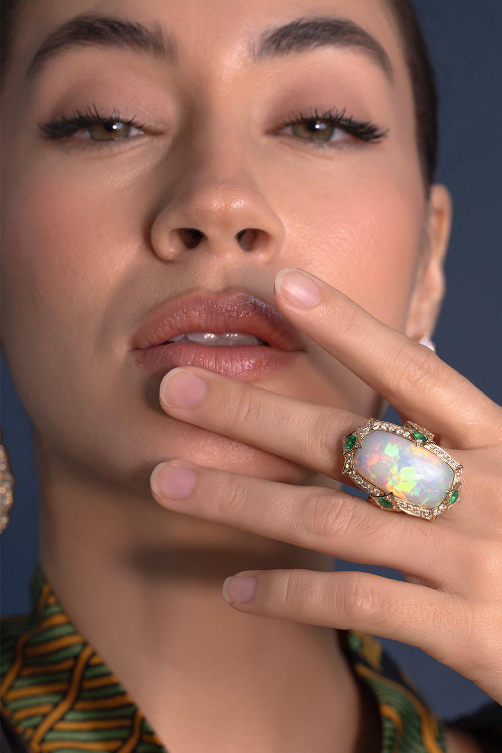 ARUNASHI-Opal Emerald Ring-YELLOW GOLD