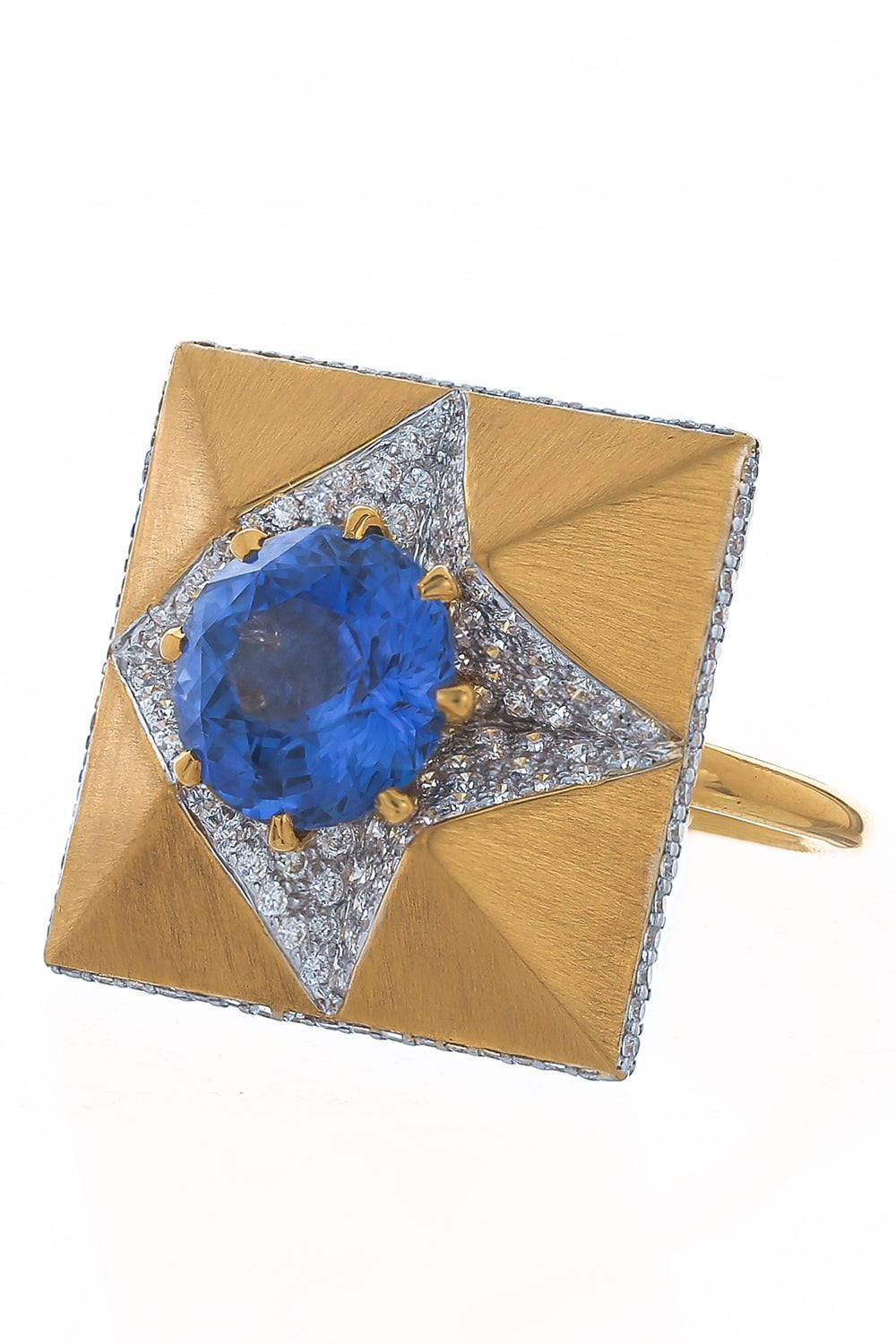 ARUNASHI-The Sapphire Fortune Teller Origami Ring-YELLOW GOLD