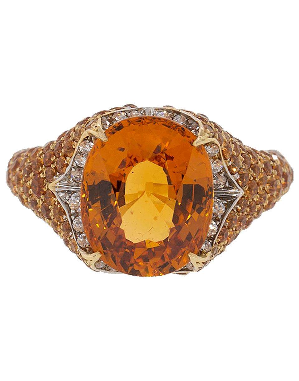 ARUNASHI-Spess Garnet And Orange Sapphire Ring-YELLOW GOLD