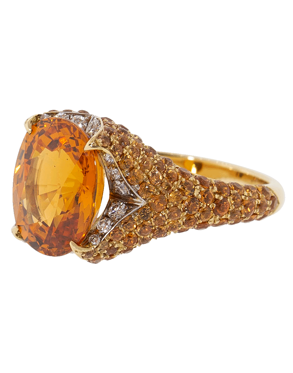 ARUNASHI-Spess Garnet And Orange Sapphire Ring-YELLOW GOLD